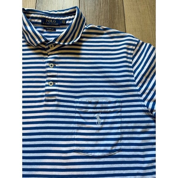 Polo Ralph Lauren Classic Fit Short Sleeve Striped Shirt Mens Large Blue *READ - Picture 1 of 12
